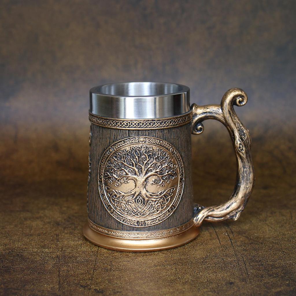 Кружка с черепом воина викинга с вкладышем из нержавеющей стали, средневековая пивная кружка, кружка для кофе, 550 мл GRGR