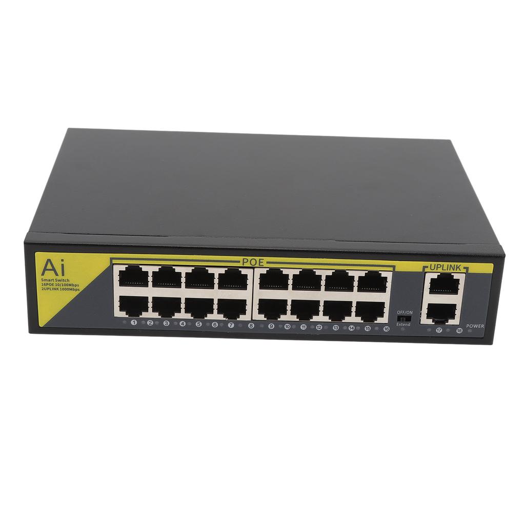 18 Port POE Switch Network Monitoring Excellent Heat Dissipation Noiseless Metal Shell Gigabit