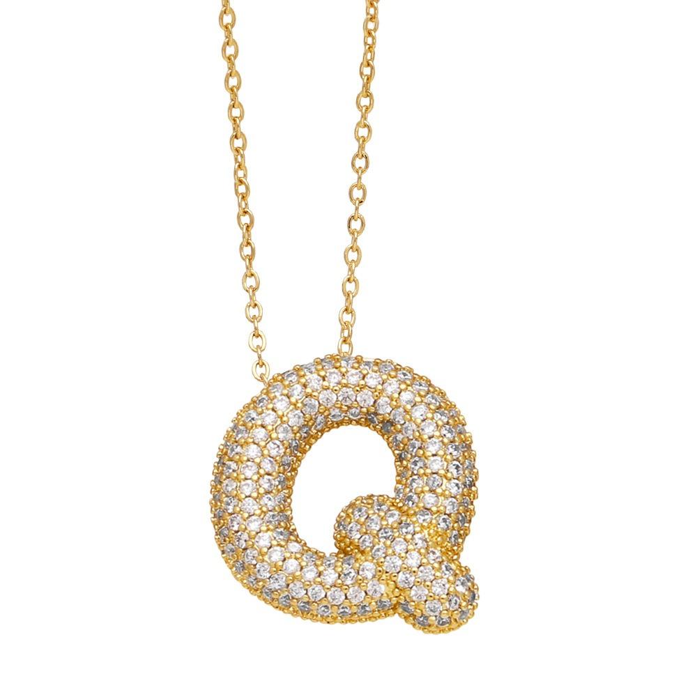 Gold Color 26 Letters Necklace Alphabet Women Sweater Chain A-Z Letter Clavicle Chain Ladies