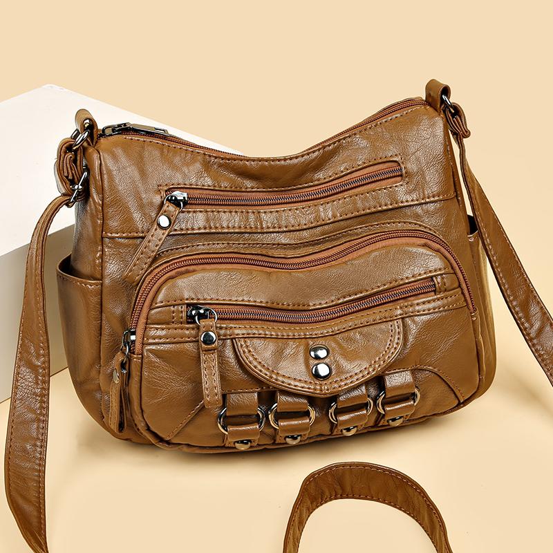 Женская сумка Сумка через плечо большой вместимости Сумка через плечо для среднего и пожилого возраста Маленькая квадратная сумка с несколькими карманами