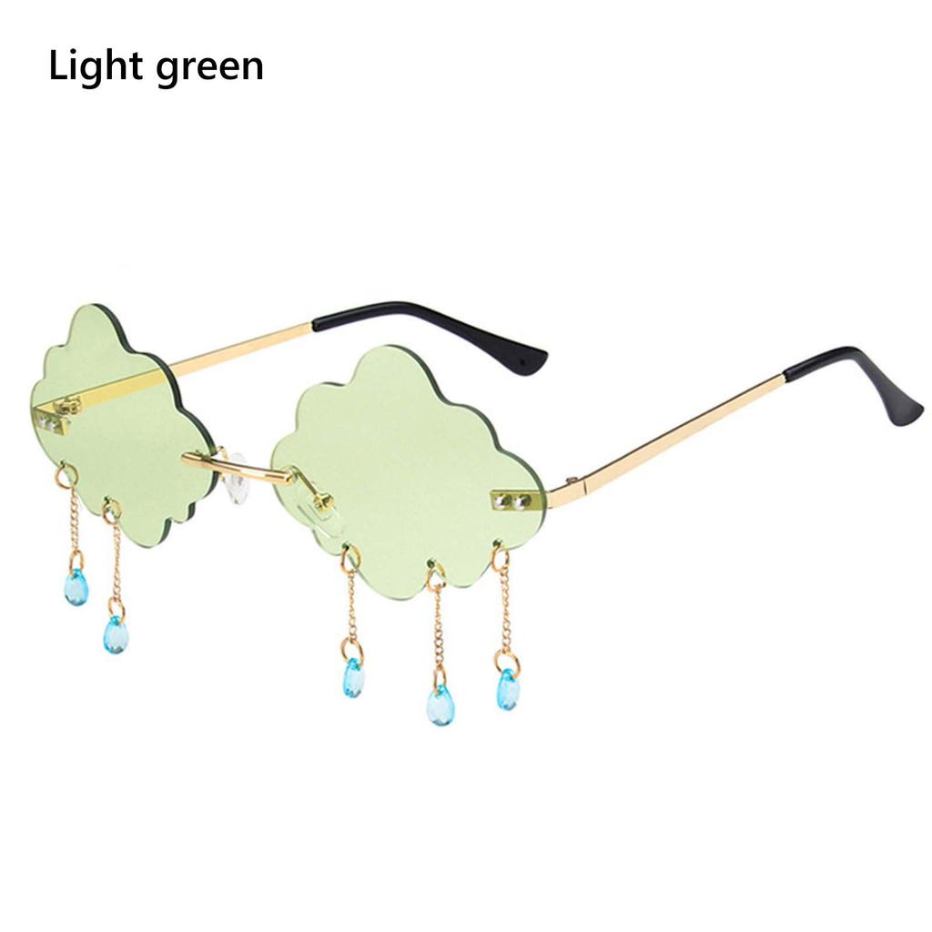Cloud Shaped UV400 Rimless Sunglasses Disco Glasses Clouds Tassel Sunglasses Steampunk Sunglasses