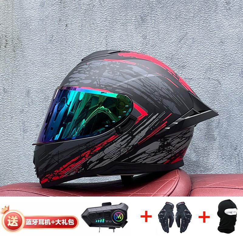 Full Face Motorcycle Helmet With External Bluetooth Module Men Women Large Rear Wing Sport Style DOT Approved