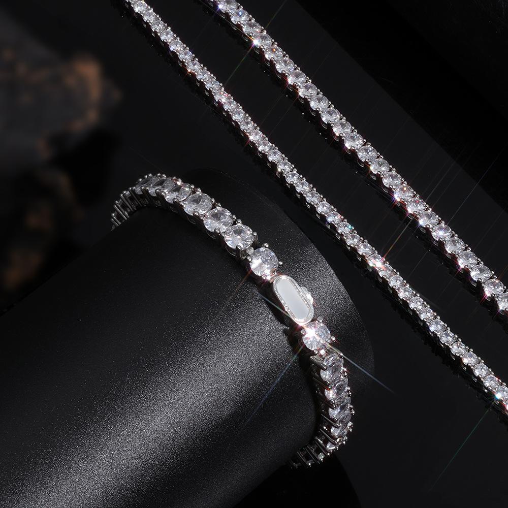 Hip Hop Jewelry 3mm 4mm 5mm Zircon Tennis Chain Necklace Bracelet for Men Women