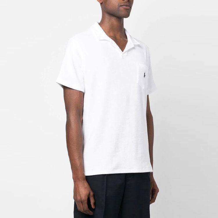 Polo Ralph Lauren SS23 Однотонная вышитая футболка-поло прямого кроя с коротким рукавом для мужчин, белая 710901044-001