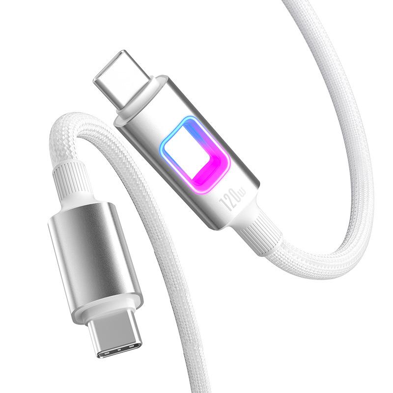 RGB 120 Вт Быстрая Зарядка Двойной Type-C Кабель для Автомобильных Зарядных Устройств Apple и Huawei