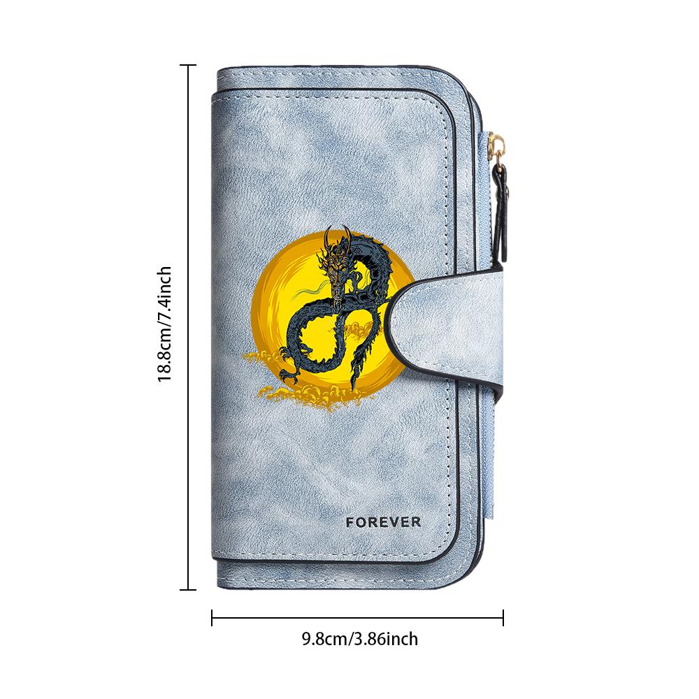 Stylish Dragon Pattern Long Wallet Forever PU Leather Multi Card Slot Portable Purse