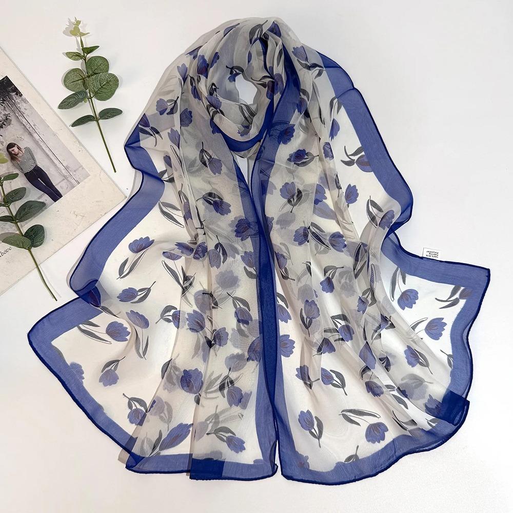 1Pcs Chiffon Georgette Silk Scarf Elegant Bandana Scarf Durable Headband Shawl Summer Beach