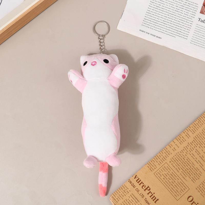 Lovely Long Cat Plush Doll Toys Soft Stuffed Animal Keychain Backpack Pendant For Kids Girls Birthday Gifts