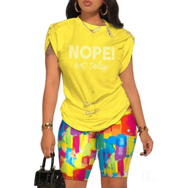 Летний комплект из свободного покроя с 3D-принтом, топ и шорты, повседневные комплекты из двух предметов одежды для женщин, спортивные костюмы