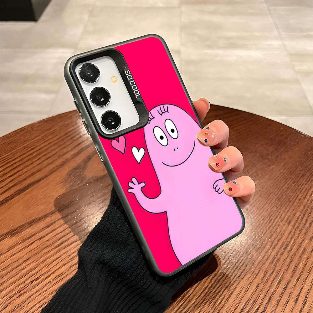 Cute Barbapapa Cartoon Phone Case For Samsung Galaxy S25 S24 S23 S22 S21 S20 Note20 Ultra Plus Fe colored silver Cover