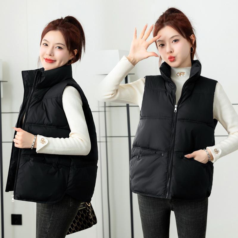 Short Down Cotton Vest Women's 2024 Spring and Autumn Winter New Loose Outer Wear Vest Thermal Vest Vest Vest Jacket