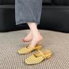 Baotou Half-drag Women's Summer Thick Heels Woven Hollowed-out Mary Jane Cool Slippers Women's Outer Wear Women's Shoes