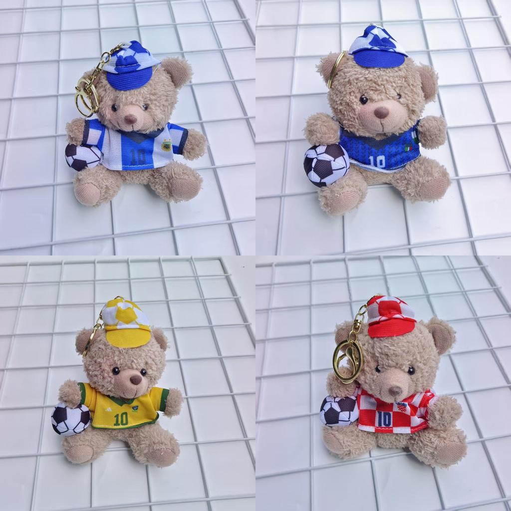 Plush Soccer Bear Keychain With Pp Cotton Filling For Kids And Teens