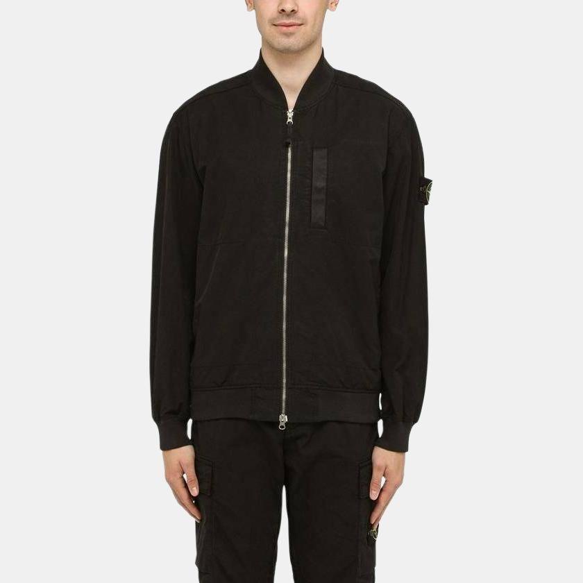 STONE ISLAND Бомбер на молнии с нашивкой-логотипом 'Черный' Мужской 781542629-V0029