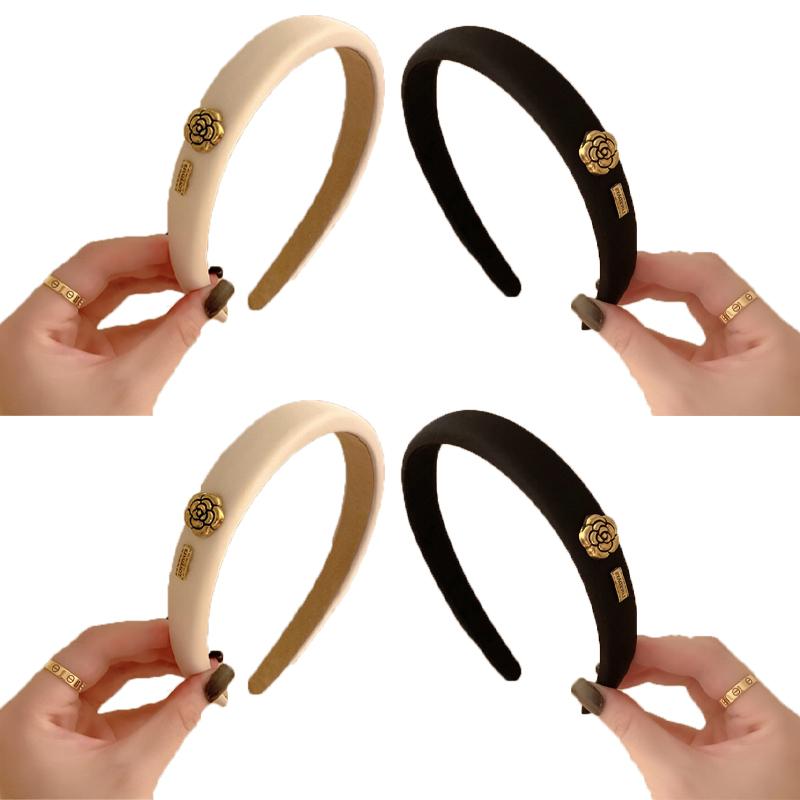 French retro sponge headband camellia decoration simple and elegant temperament hair band  hair accessories