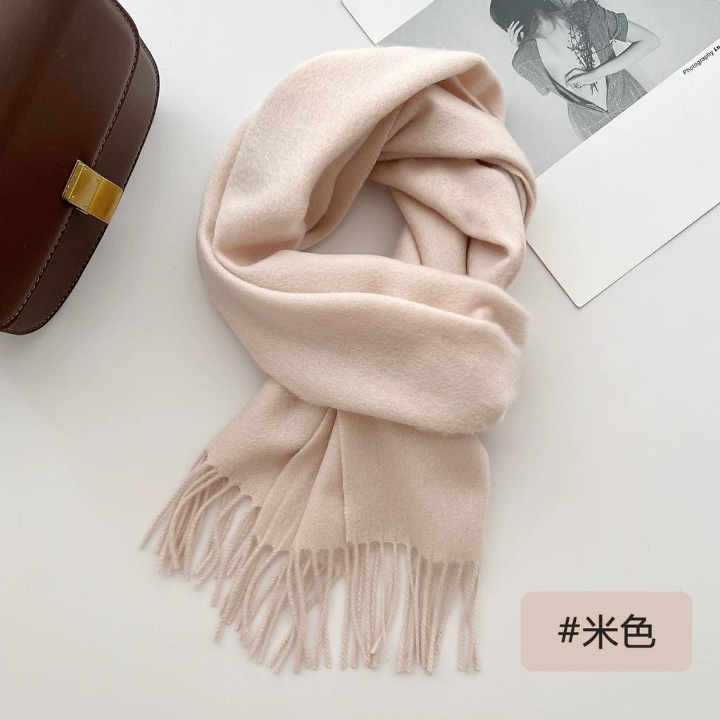 100% Wool Winter Scarf For Women Long Warm Cashmere Scarves Hijab Solid Lady Shawl Wrap Female Pashmina Bandana Head Scarfs