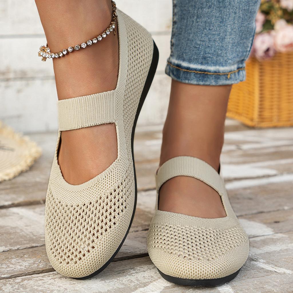 Women's Hollow Solid Color Round Head Breathable Flat Shoes Sandals