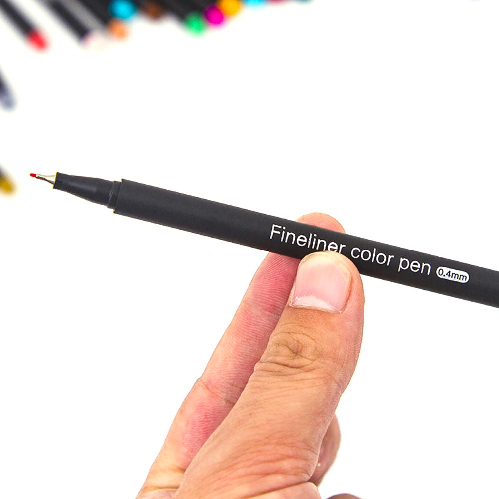 12 Ярких Цветов Линер Цветной 0,4 мм Тонкий Наконечник Набор Цветных Ручек Маркеров для Ведения Дневника Заметок Письма Рисования