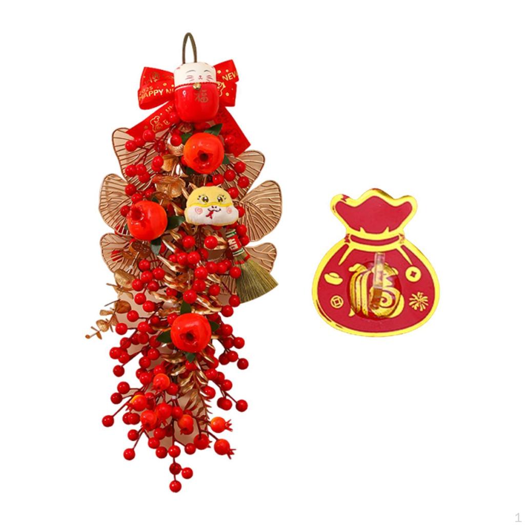 Chinese Year Decoration Artificial Wreath for Front Door Accessories with Hook Crafting