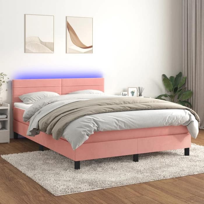 Maison Exclusive - Sommier à lattes de lit avec matelas et LED Rose 140x190 cm