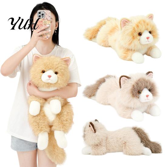 Игрушка-котенок, реалистичная тряпичная кукла-кошка, плюшевая игрушка, реалистичная мягкая игрушка-подушка для сна, удобный компаньон для кровати, 45 см, пушистая подушка,
