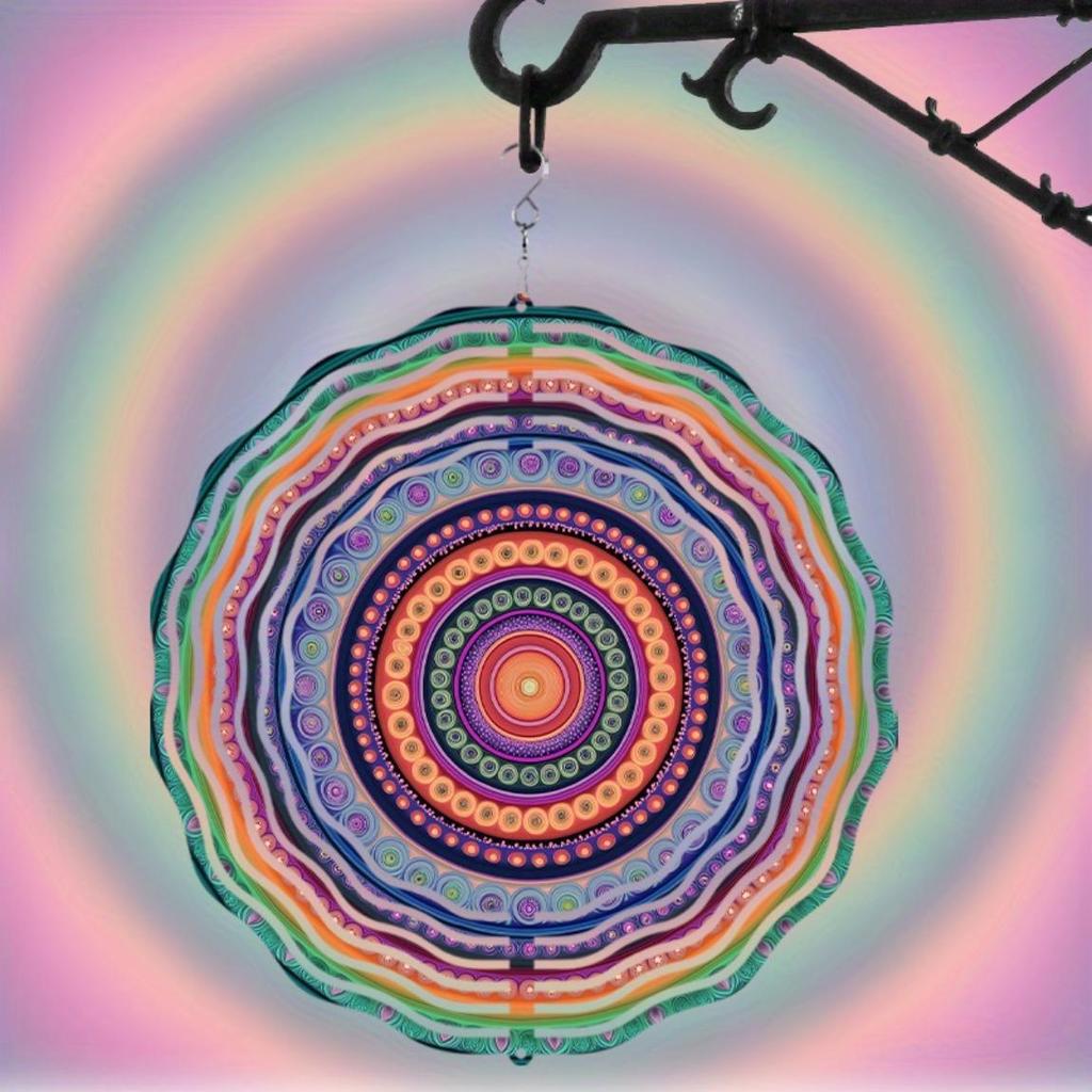 Яркий 10-дюймовый металлический подвесной ветряной спиннер, красочный садовый декор, вращающаяся музыка ветра для улицы, балкона, патио, идеальный подарок для семьи, друзей