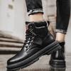 Fashion Men's High Top Boots Fashion Motorcycle Ankle Boots High Quality Casual Leather Boots for Men Lace-Up Platform Boot Botas Hombre