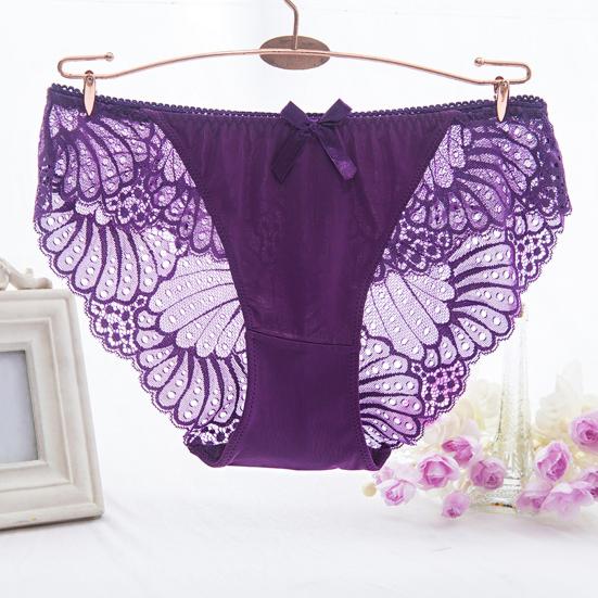 Trendy Women Underpants Low Waist Cooling Elastic Pure Color Lady Briefs for Inner Wear