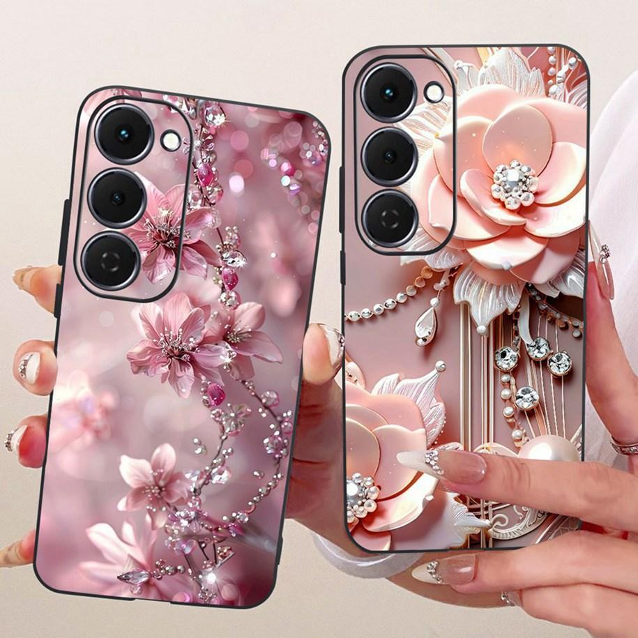 Чехол для Tecno Spark 40 Pro 40Pro+ 4G Чехол Модный Цветочный Чехол для Телефона Тонкий Черный Силиконовый Мягкий Чехол для Tecno Spark40 40C Корпус