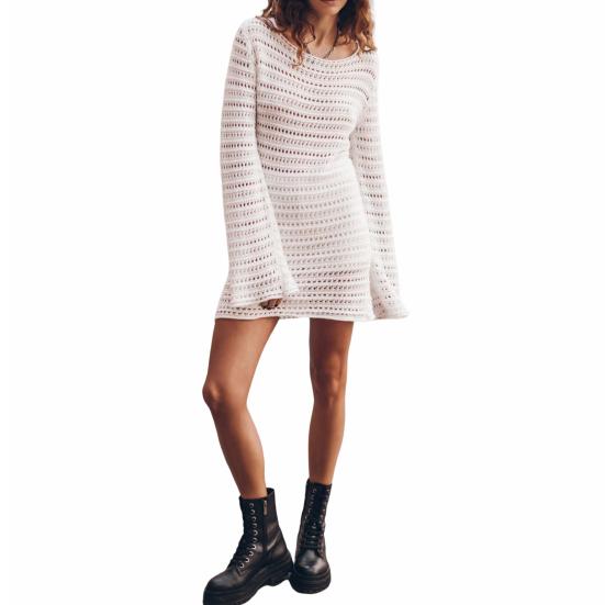 Вязаный крючком купальник. Пляжный купальный костюм. Купальники. Бикини. Накидка с вырезом. Длинные рукава и открытая спина.