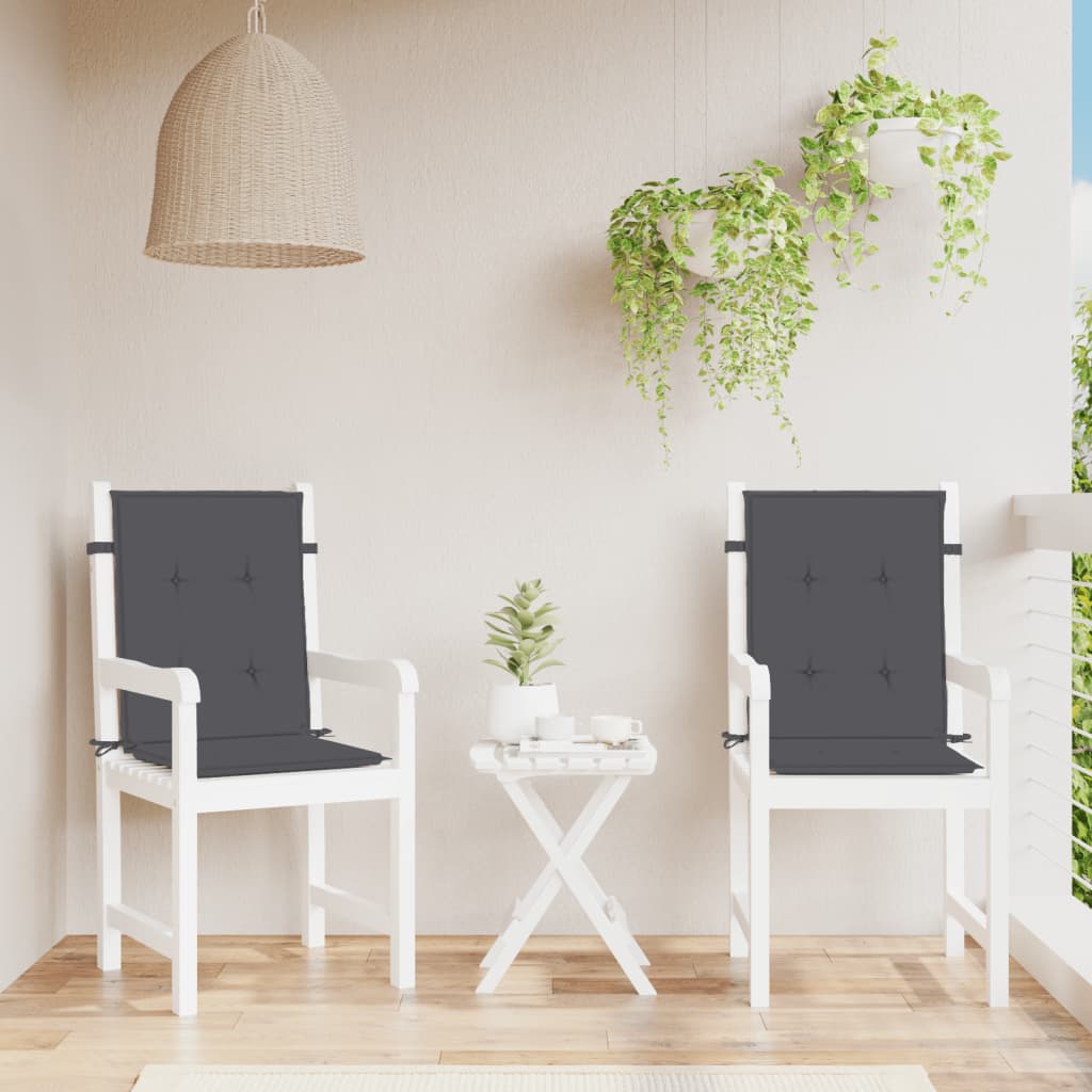 Low back chair cushions 2 pcs Melange anthracite 100 x 50 x 4 cm fabric