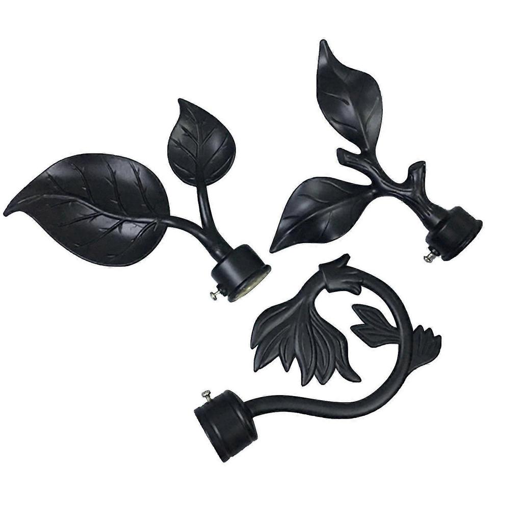 3pcs Curtain Rod Finials Leaf Shaped Curtain Rod End Drapery Rail Pole Head Cap