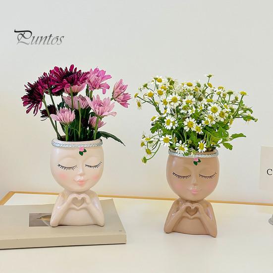 Цветочный горшок в виде лица в стиле Love Girl Head Plant Pot Small Lady Face Planter для суккулентных комнатных и уличных растений, центральный элемент рабочего стола для гостиной