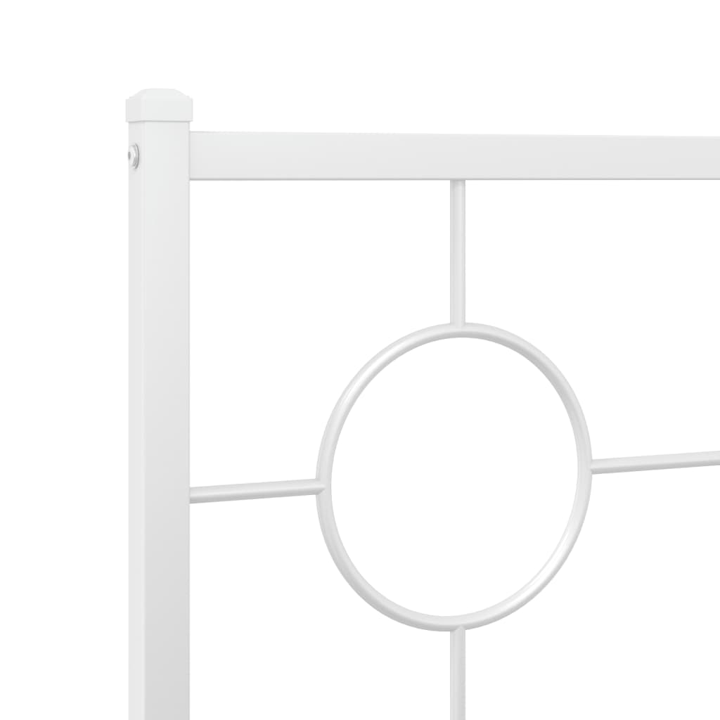 Metal Bed Frame with Headboard White 150x200 cm