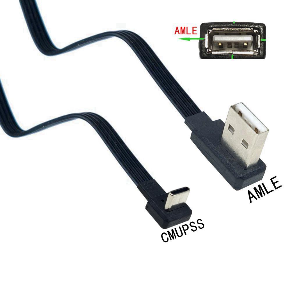 Ultra Thin Elbow C-type Data Cable USB 2.0 Double Elbow Charger Po Short-term Portable Universal 10CM-100CM 30CM