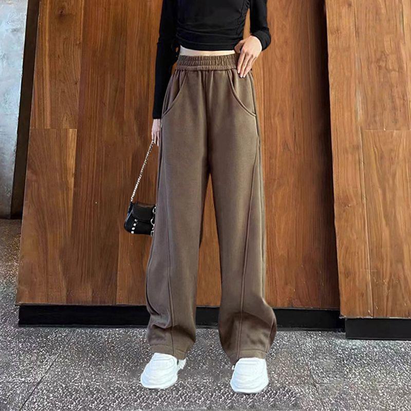 High-Waisted Red Wide-Leg Dance Pants: Fashionable, Thickened, Floor-Length, Loose Fit, Versatile, and Slimming for Women