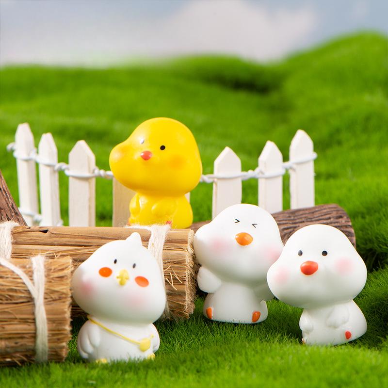 Микро-ландшафтное украшение, мультяшный милый желтый цыпленок, смоляное украшение, суккулентный горшок, настольное автомобильное ландшафтное украшение