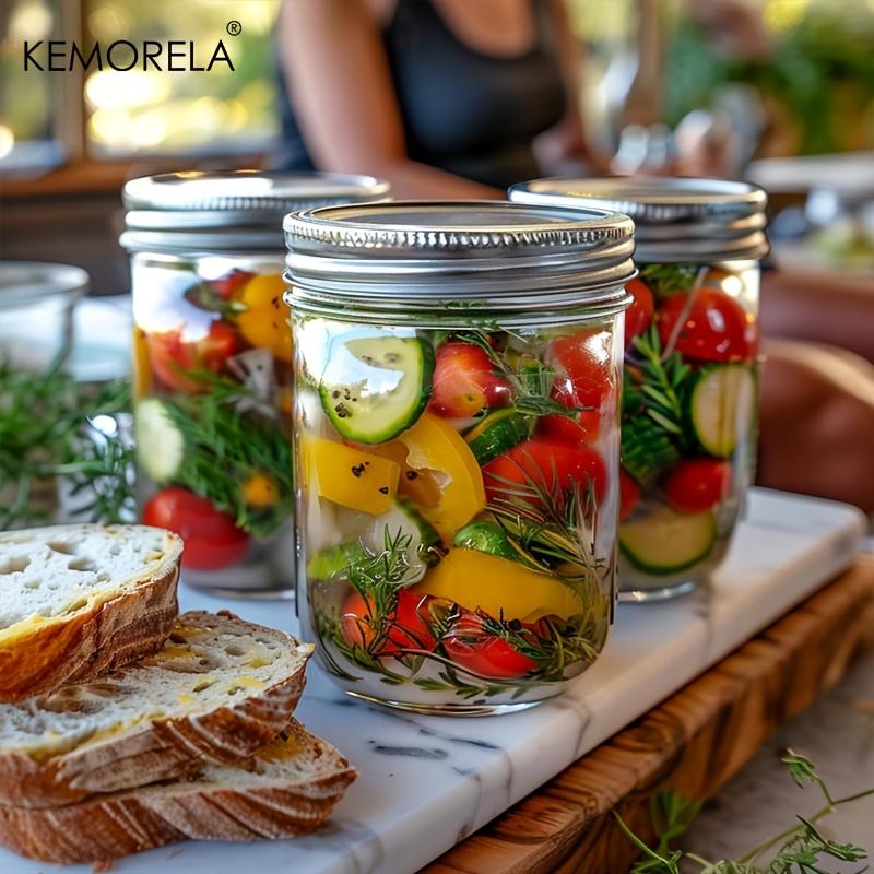 KEMORELA Mason Jars 350ML With Lids 4PCS Pint Mason Jars with Seal Bands Glass Canning Jars for Honey Jam Jelly Coffee Salad