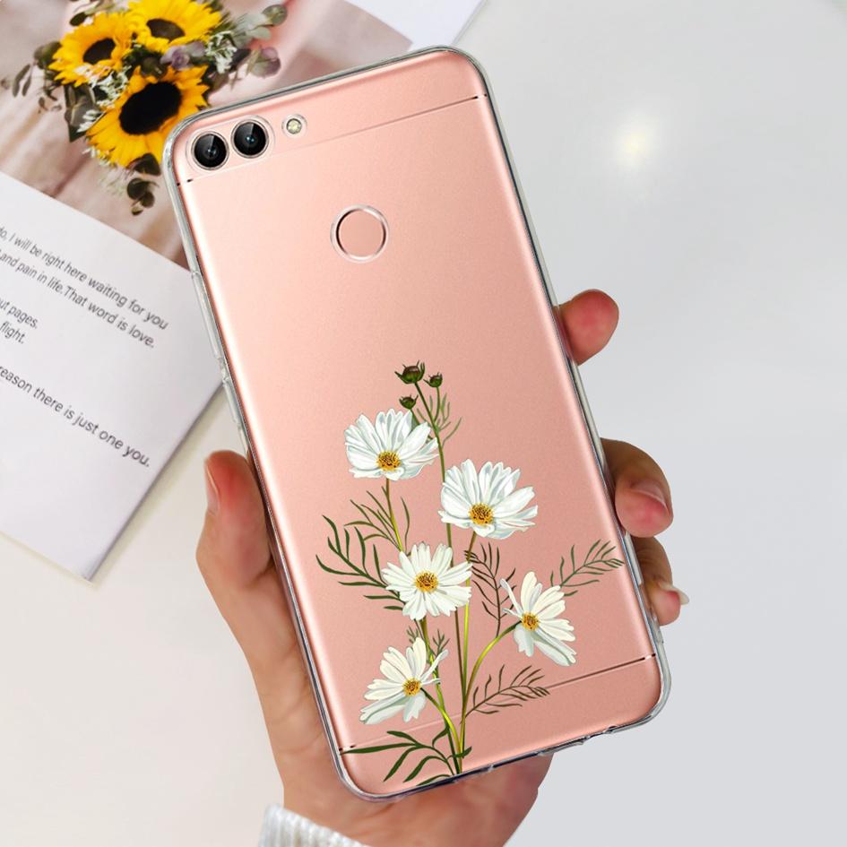 For Huawei P Smart Case FIG-LX1 FIG-LX2 FIG-LX3 Back Cover Fashion Flower Marble Clear Silicone Soft Funda For PSmart 2018 Coque