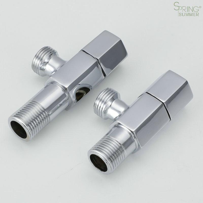 Modern Design Brass Hexagon 1/2in Chrome Plated Angle Stop Valve Cock for Bathroom Kitchen Toilet-T32