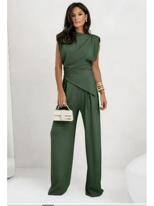 Летняя женская мода Европы и Америки 2025: Однотонный Неправильный Легкий Люксовый Комплект