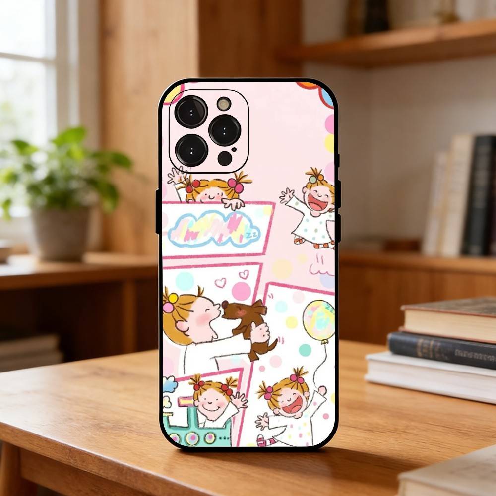 Милый Мультяшный Арт Чехол COCO-chanS Для iPhone17 16 15 14 13 12 11 Pro Max Plus, 5G Мягкий Черный Чехол