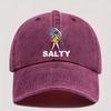 Adjustable Vintage Washed Baseball Cap with Umbrella and SALTY Print  Unisex Fashionable Streetwear Ideal for Gifts
