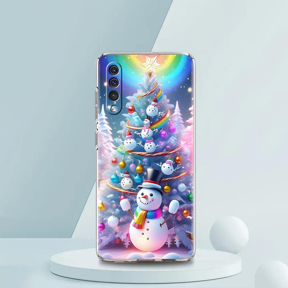 Прозрачный чехол для телефона для Samsung Galaxy A16 A14 A12 A22 A24 A42 A06 A30 A40 Мягкий ТПУ чехол Рождественская елка