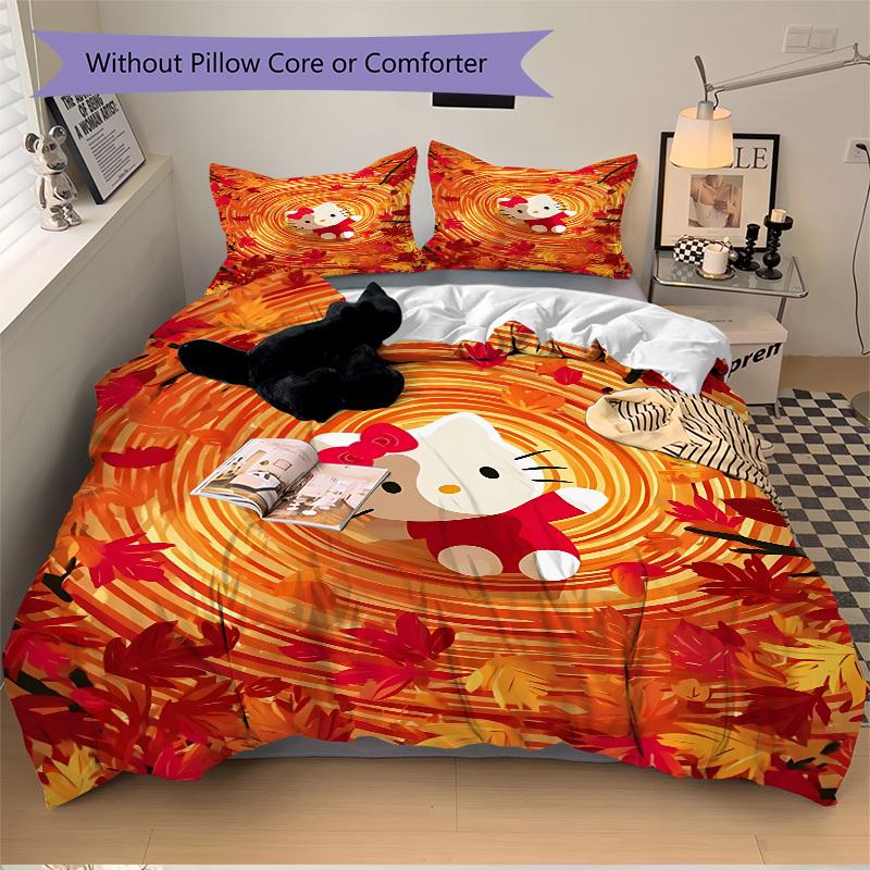 3pcs Hello Kitty Duvet Cover Set, 1 Duvet Cover + 1/2 Pillowcases (No Insert), Bedroom Decor, Allseason Comfort yy251021295