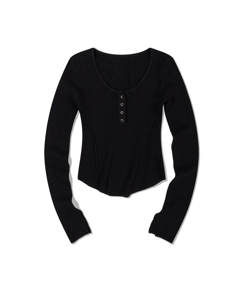 MOAA Seam Line Button Knit (Black)