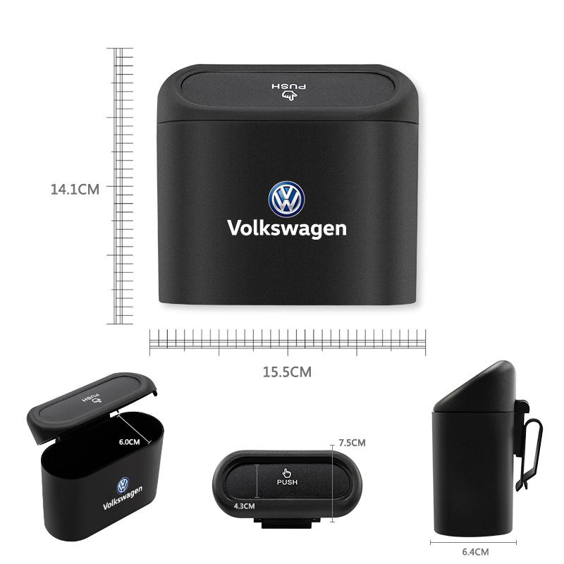 hijk1 Car Trash Can Garbage Bin Storage Box Interior Accessories For VW GTI Polo Golf Passat Tiguan Arteon Touareg Taigo Caddy Jetta B