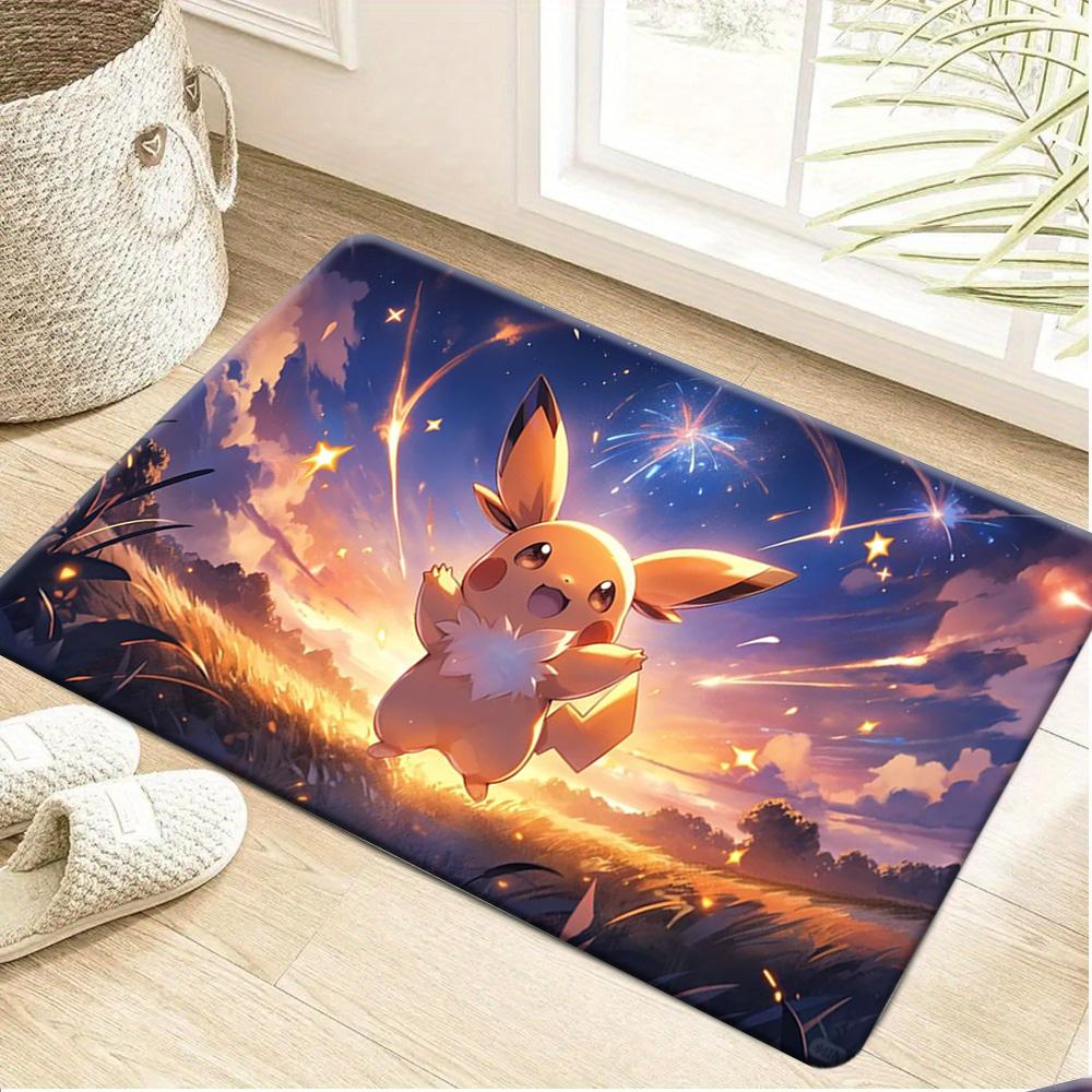 Pokemon Lucario Cherry Blossom Meadow Print Non-Slip Doormat, Absorbent Floor Mat for Home Decor