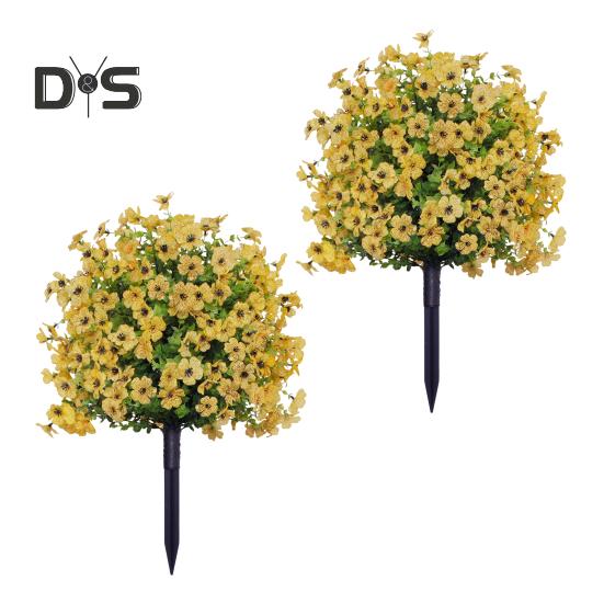 1/2Pcs Artificial Violet Flower with Stake UV Resistant Faux Plastic Flower Spike Indoor Outdoor Garden Porch Patio Wedding Party Decoration