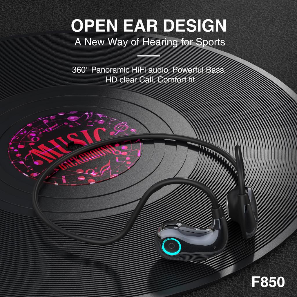 Новый 2025 F850 Наушник с костной проводимостью TWS Fone Bluetooth Беспроводные наушники Вождение Велоспорт Наушники Спорт Бег Гарнитура